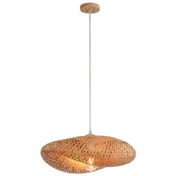 Brightstar PEN259 NATURAL Wood and Bamboo 1X60W Es (LED Only) Rattan Pendant 500mm x 360mm