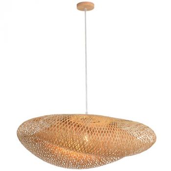 Brightstar PEN260 NATURAL Wood and Bamboo 1X60W Es (LED Only) Rattan Pendant 800mm x 520mm