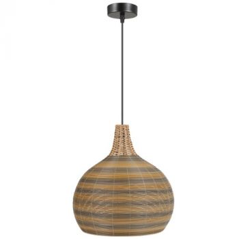 Brightstar PEN299 BK/NATURAL Metal and Plastic Rattan Pendant E27 Balck/Rattan