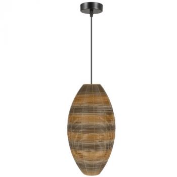 Brightstar PEN300 BK/RATTAN Metal and Plastic Rattan Pendant E27 Balck/Rattan