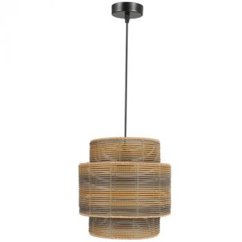 Brightstar PEN301 BK/RATTAN Metal and Plastic Rattan Pendant E27 Balck/Rattan