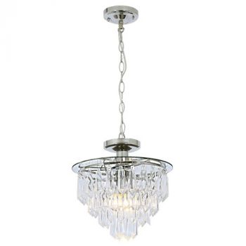 Brightstar PEN334/1 Polished Chrome Pendant with Clear Acrylic Crystals
