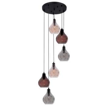 Brightstar PEN369 BLACK Metal Pendant with Crackle Glass