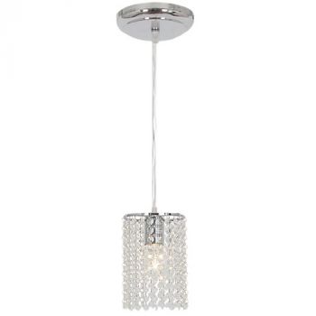 Brightstar PEN433/1 CHROME Polished Chrome Pendant with Clear Acrylic Crystals
