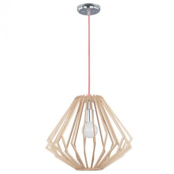 Brightstar PEN444 WOOD Polished Chrome Pendant with Wood