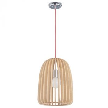 Brightstar PEN445 WOOD Polished Chrome Pendant with Wood