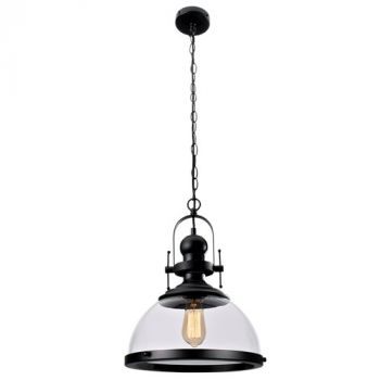 Brightstar PEN448 BLACK Metal Pendant with Clear Glass