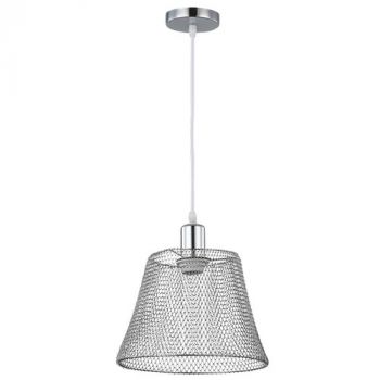 BrightStar PEN517 CHROME Steel Mesh Polished Chrome Pendant with White Cord