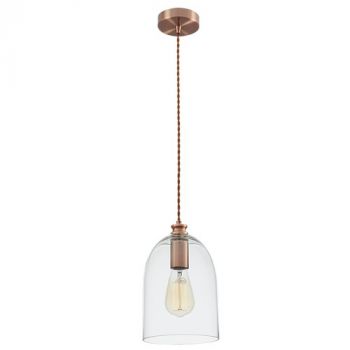 Brightstar PEN534 CLEAR Red Bronze Cord Pendant with Clear Glass