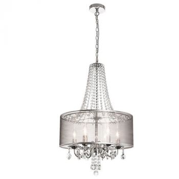 Brightstar PEN549 CRYSTAL Polished Chrome Pendant with Crystals and Transparent Silver Shade