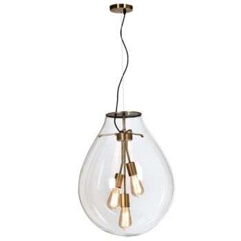 Brightstar PEN571/2 GLASS Matt Brass Pendant with Clear Glass