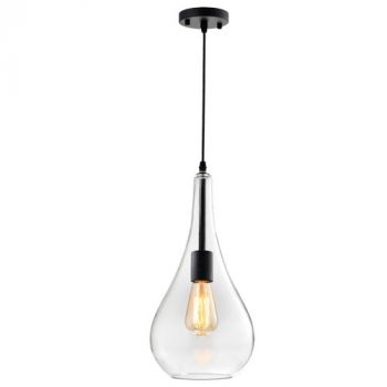 Brightstar PEN573/1 GLASS Black Metal Pendant with Clear Glass