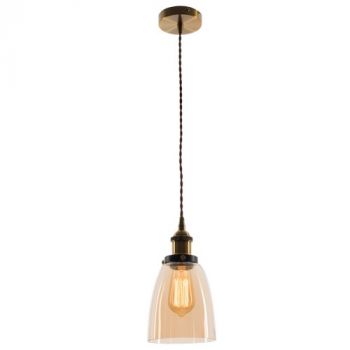 Brightstar PEN577 ANTIQUE Metal Pendant with Amber Glass Antique Brass