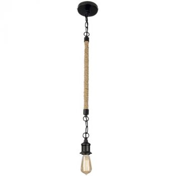 Brightstar PEN588 BLACK Metal Pendant with Rope and Adjustable Chain