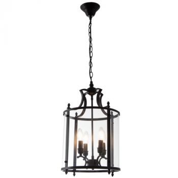 Brightstar PEN604 BLACK Matt Black Metal Pendant with Clear Glass