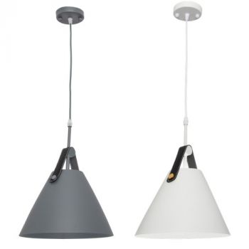 Brightstar PEN606 GREY, PEN606 WHITE Metal Pendant with Leather Strap (Multiple Colours/Finishes)
