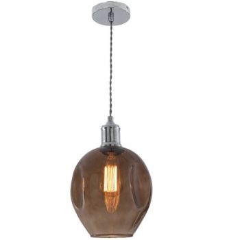 Brightstar PEN611 SMOKE Polished Chrome Pendant with Smoke Colour Glass