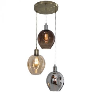Brightstar PEN613 CHROME Antique Brass Base Pendant with Colour Glass
