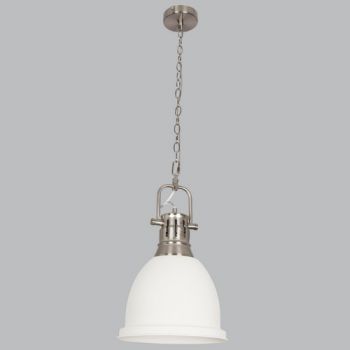 Brightstar PEN640/1 WHITE Satin Chrome Metal Pendant with Sand White Metal Cover
