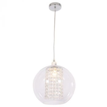 Brightstar PEN679/1 CHROME Polished Chrome Pendant with Clear Acrylic Cover and Acrylic Crystals