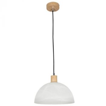 Brightstar PEN686 ALABASTER Metal Cord Pendant with Wood Finish and Alabaster Glass
