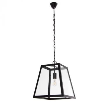 Brightstar PEN715 BLACK Metal Pendant with 4 Panels of Clear Glass