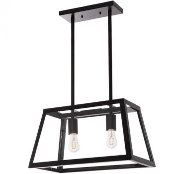 Brightstar PEN716 BLACK Metal Pendant with 4 Panels of Clear Glass