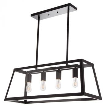 Brightstar PEN717 BLACK Metal Pendant with 4 Panels of Clear Glass