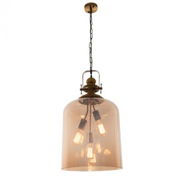 Brightstar PEN761 AMBER Satin Brass Pendant with Amber Glass