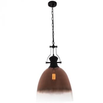 Brightstar PEN762 ROSE Black Metal Pendant with Faded Rose Gold Glass