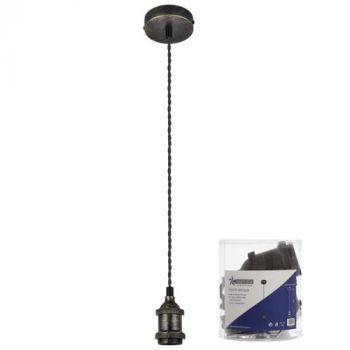 Brightstar PEN779 ANTIQUE Antique Brass Pendant with Black Twist Cord Antique
