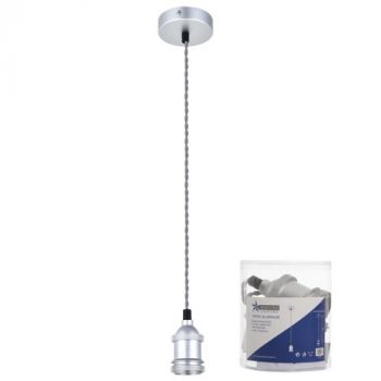 Brightstar PEN781 ALUMINIUM Aluminium Colour Pendant with Grey Twist Cord Aluminium