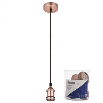 Brightstar PEN782 ROSE Rose Gold Colour Pendant with Brown Twist Cord Rose Gold