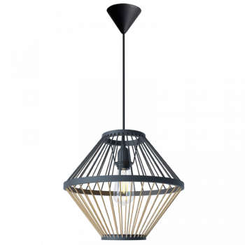 Brightstar PEN808 Bamboo Marble Wood Finish and Wood Pendant 60W (LED or CFL only) Natural/Black