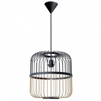 Brightstar PEN809 Bamboo Marble Wood Finish and Wood Pendant 60W (LED or CFL only) Natural/Black
