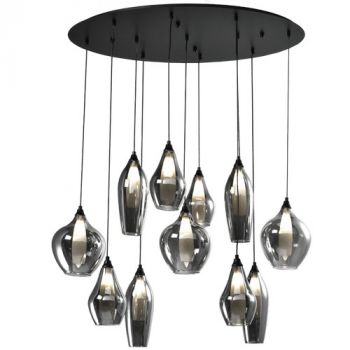Brightstar PEN847/11 SMOKE Metal Pendant with Smoke Colour Outer Glass and Frosted Inner Glass