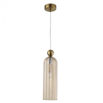 Brightstar PEN855 GOLD Metal Pendant with Cognac Colour Glass