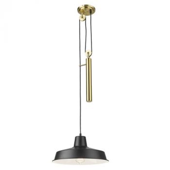 Brightstar PEN872 BRASS/BLACK Metal Pendant with White Inner Antique and Black