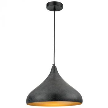 Brightstar PEN888 BLACK RUF Metal Pendant with Gold Inner E27 Black