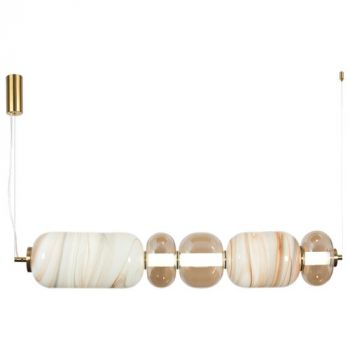 Brightstar PEN889 CCT 32W LED CCT Dip Switch Metal Pendant with White Marbled Glass and Champagne Colour Glass