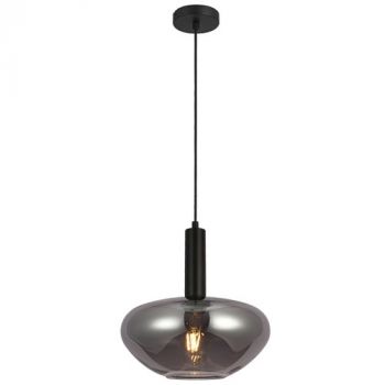 Brightstar PEN892 SMOKE Metal and Glass Cord Pendant Smoke Glass 1X60W Es