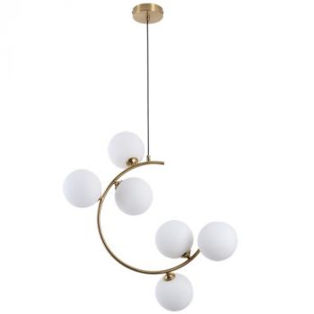 Brightstar PEN894/6 BRASS Metal Pendant with White Glass Brass 6xG9