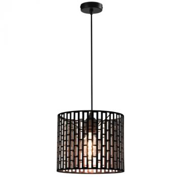 Brightstar PEN898 BLACK Metal, Fabric and Clear Acrylic E27 Pendant Black