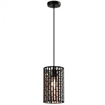 Brightstar PEN899 BLACK Metal, Fabric and Clear Acrylic E27 Pendant Black
