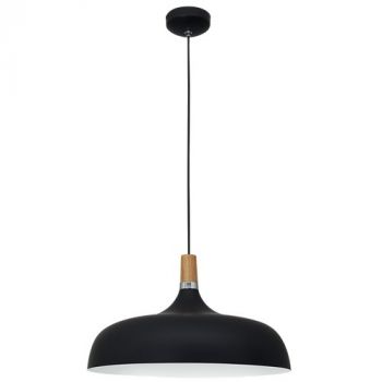 Brightstar PEN912 BLACK, PEN912 WHITE Metal Pendant with Wood (Multiple Colours/Finishes)
