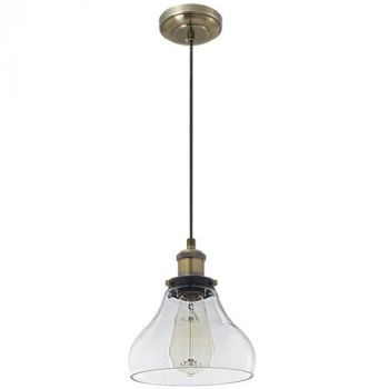 Brightstar PEN920/1 CLEAR Antique Brass Pendant with Clear Glass