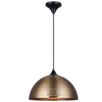 Brightstar PEN935 BK/AQ Metal Pendant with Hammered Metal Dome Black/Antique