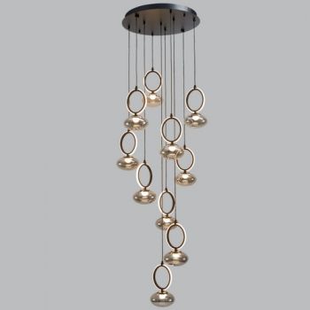 Brightstar PEN953/10 CCT 90W LED Aluminium and Glass Pendant Black with Opal and Smoke Colour Glass