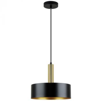 Brightstar PEN966 BLACK Metal Pendant Matt Black and Polished Gold with Gold Inner