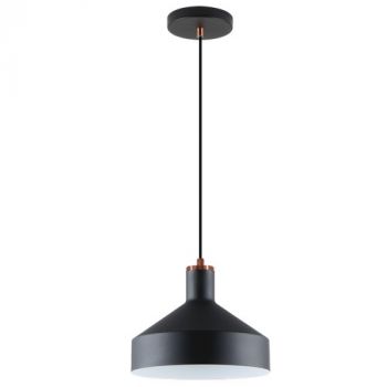 Brightstar PEN970 BLACK Metal Pendant Sand Black and Copper with White Inner
